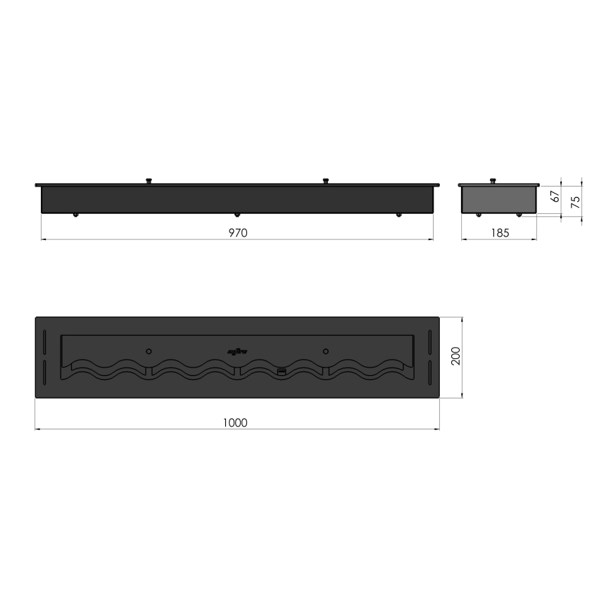 InFire - Vstavaný BIO krb 7,5x100 cm 6kW čierna