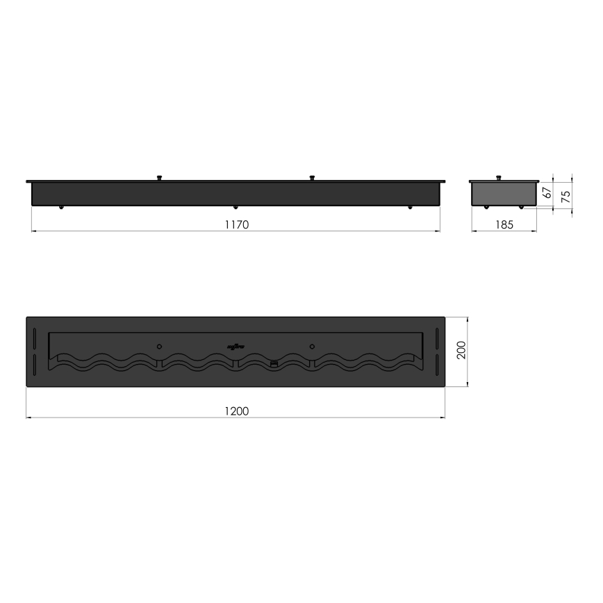 InFire - Vstavaný BIO krb 7,5x120 cm 7kW čierna