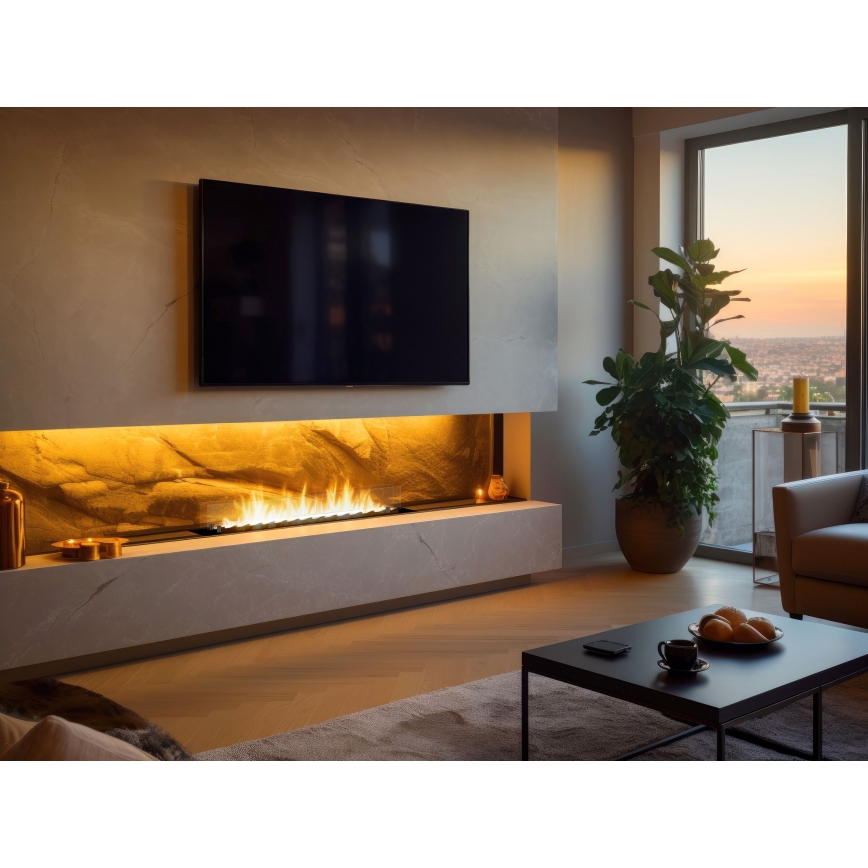 InFire - Vstavaný BIO krb 8,5x120 cm 6kW čierna