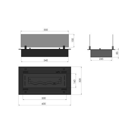 InFire - Vstavaný BIO krb 8,5x60 cm 3,5kW čierna