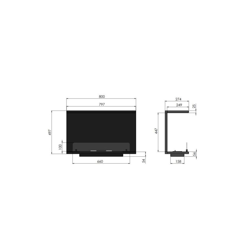 InFire - Vstavaný BIO krb 80x45 cm 3kW čierna