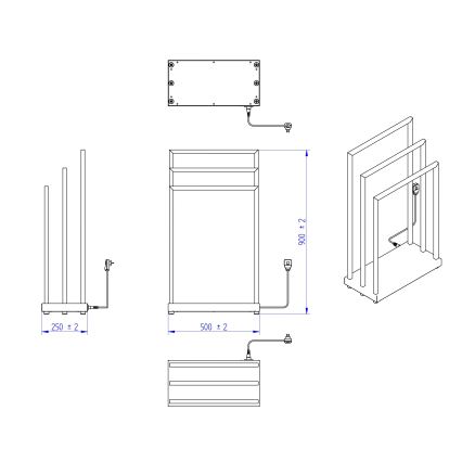 Instal Projekt - Elektrický sušiak MOBE 105W 90x50 cm čierny