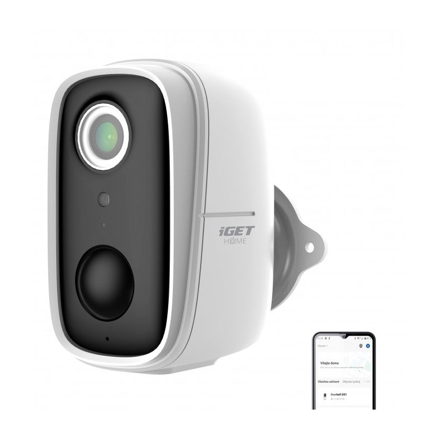 Inteligentná kamera so senzorom Full HD 1080p 5V 9600 mAh IP65 Wi-Fi Tuya biela