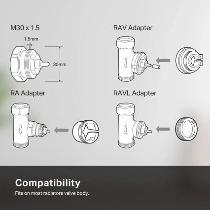 Inteligentná termostatická hlavica s LCD displejom 2xAA Tuya