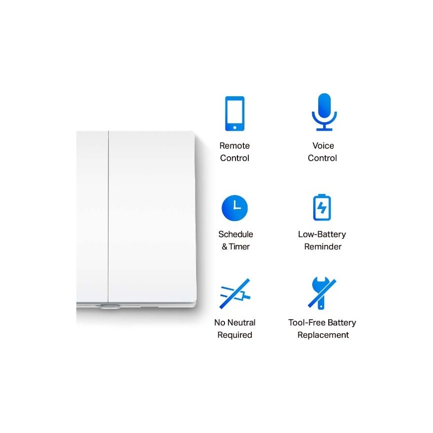 Inteligentný dvojtlačidlový svetelný vypínač 2xAAA