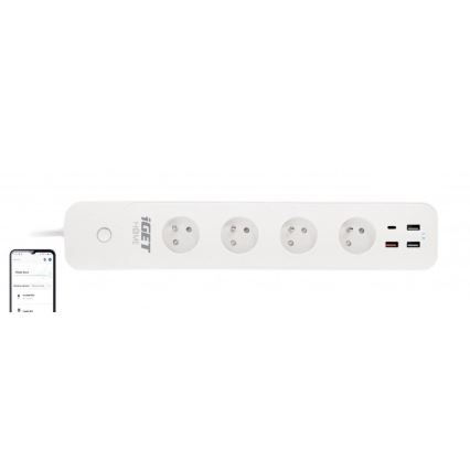 Inteligentný predlžovací kábel s vypínačom 1,5 m 4Z + 4xUSB Wi-Fi