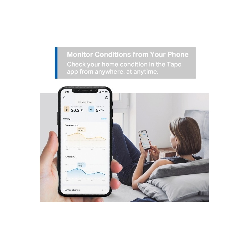 Inteligentný senzor na meranie teploty a vlhkosti 1xCR2450