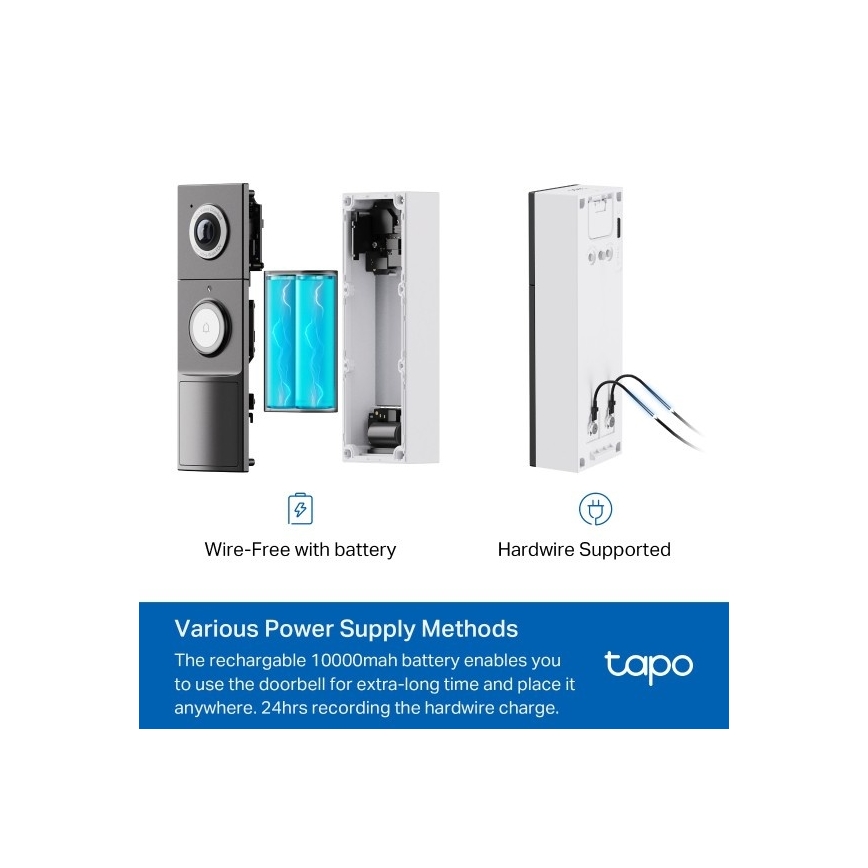 Inteligentný videozvonček 2K 10000 mAh IP66 Wi-Fi Tuya