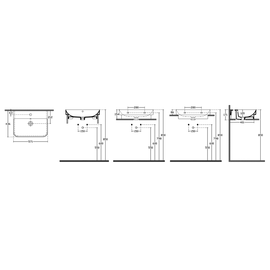 Isvea - Umývadlo na dosku SOTT AQUA 57x44 cm keramika/biela