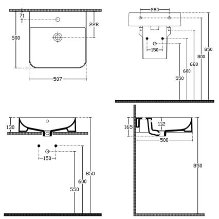 Isvea - Umývadlo na dosku/závesné SOTT AQUA 50x50 cm keramika/biela