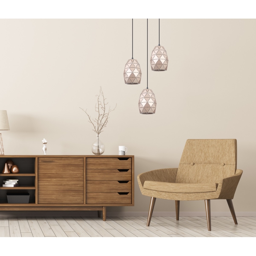 ITALUX - Luster na lanku HARLEY 3xE27/40W/230V rose gold