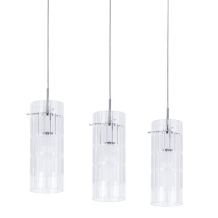 ITALUX - Luster na lanku MAX 3xE27/60W/230V lesklý chróm/číra