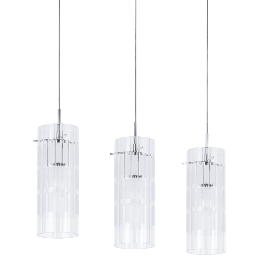 ITALUX - Luster na lanku MAX 3xE27/60W/230V lesklý chróm/číra