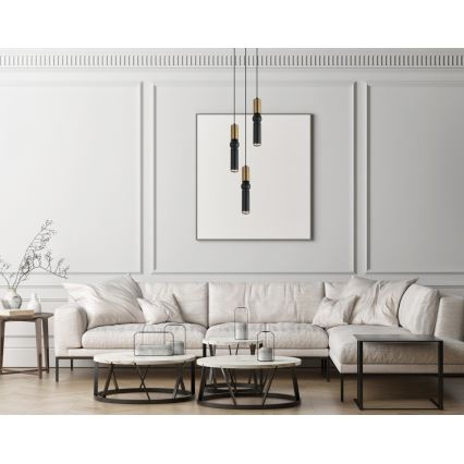ITALUX - Luster na lanku ISIDORA 3xGU10/25W/230V čierna/bronz