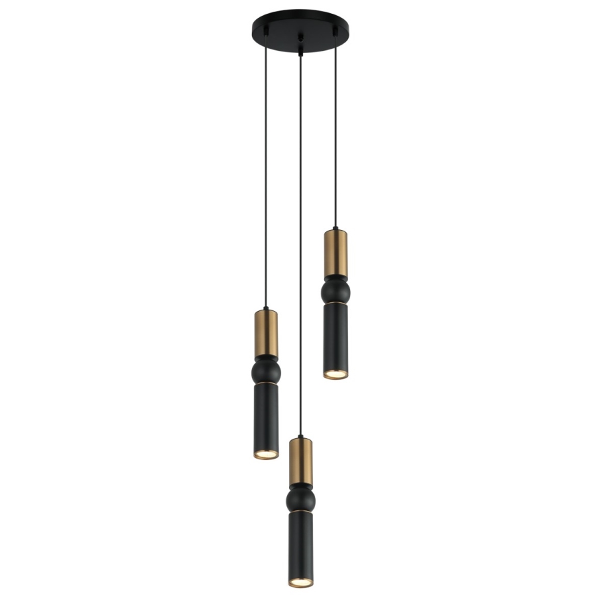 ITALUX - Luster na lanku ISIDORA 3xGU10/25W/230V čierna/bronz