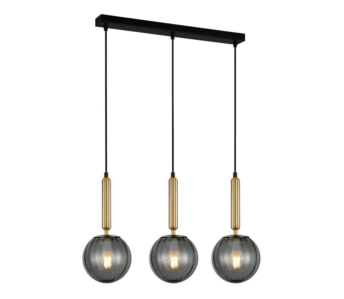 PND-2324-3L BRO+SG - Luster na lanku RAVENA 3xE27/5W/230V čierna/zlatá