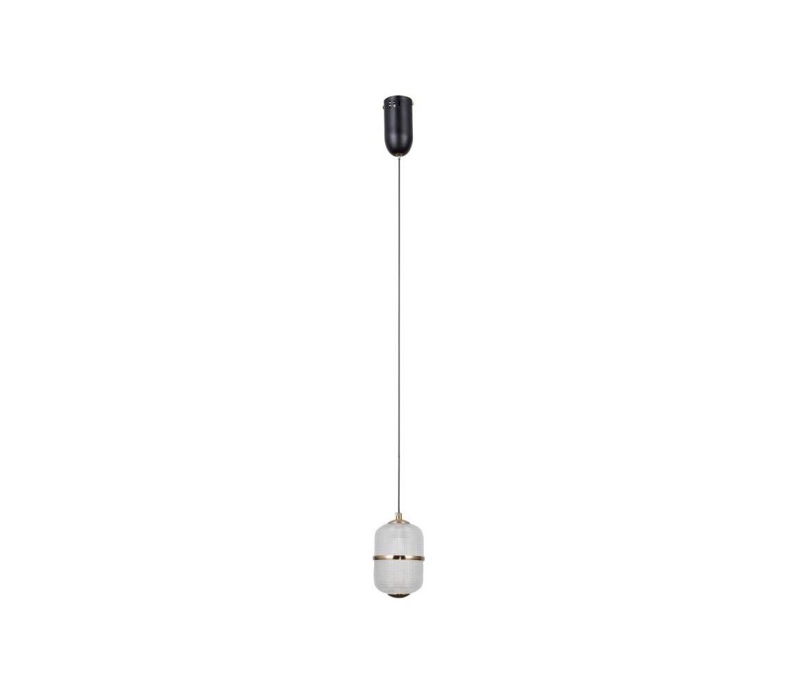 PND-34375-1-BK - LED závesné svietidlo na lane ALANI LED/6W/230V 3000K čierna/zlatá PND-34375-1-BK