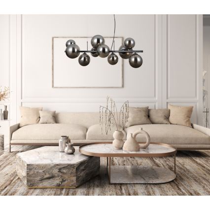 ITALUX - Luster na lanku CANELLO 10xG9/5W/230V čierna
