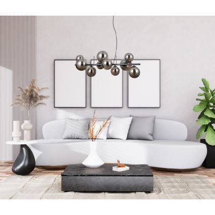 ITALUX - Luster na lanku CANELLO 10xG9/5W/230V čierna