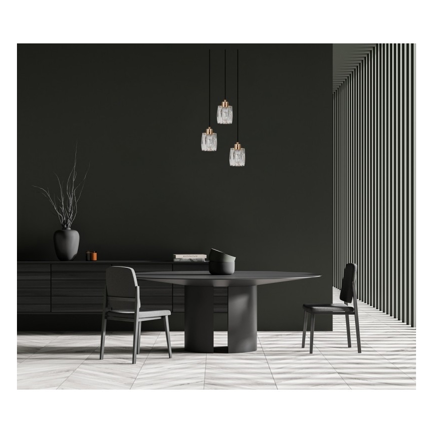 ITALUX - Závesný luster na lanku TORNO 3xE14/40W/230V čierna/zlatá