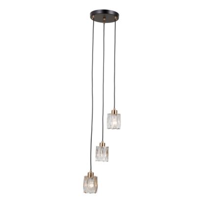 ITALUX - Závesný luster na lanku TORNO 3xE14/40W/230V čierna/zlatá