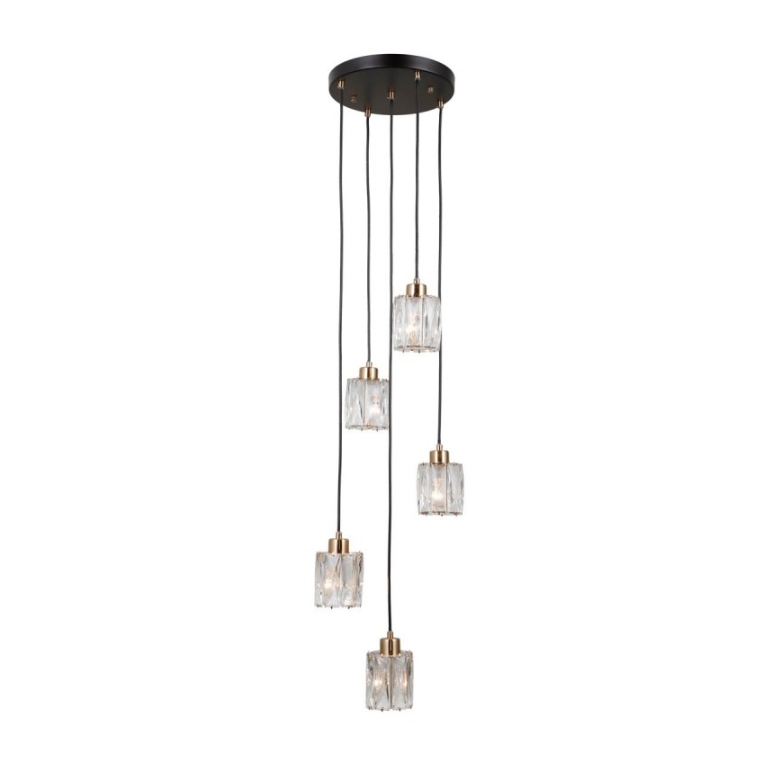 ITALUX - Luster na lanku TORNO 5xE14/40W/230V čierna/zlatá