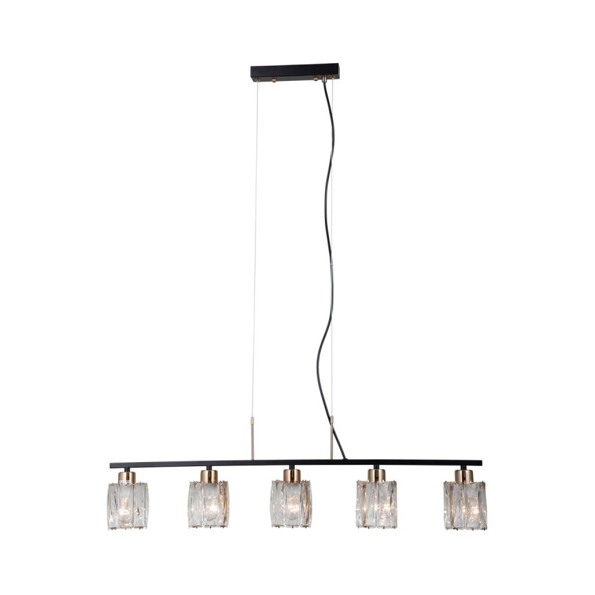 ITALUX - Závesný luster na lanku SIMONA 5xE14/40W/230V čierna/zlatá