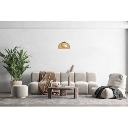 ITALUX - Závesný luster na lankách AINALE 1xG9/7W/230V čierna/dymovo-hnedá