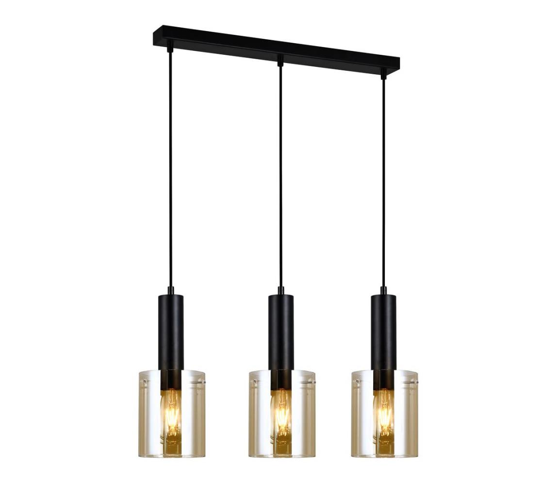 PND-5581-3-BK+AMB - Luster na lanku SARDO 3xE27/40W/230V čierna/zlatá