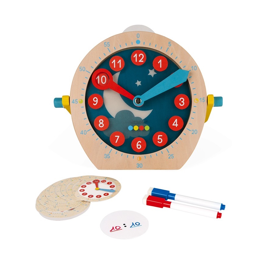 Janod - Detské drevené hodiny LEARNING TOYS