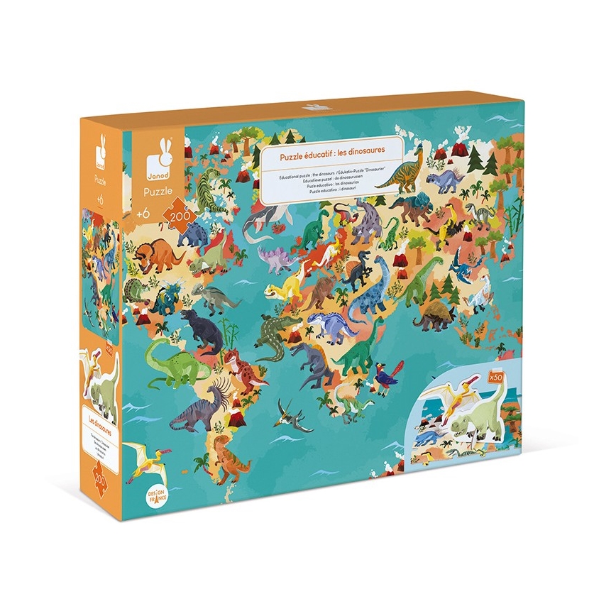 Janod - Detské vzdelávacie puzzle 200 ks dinosaury
