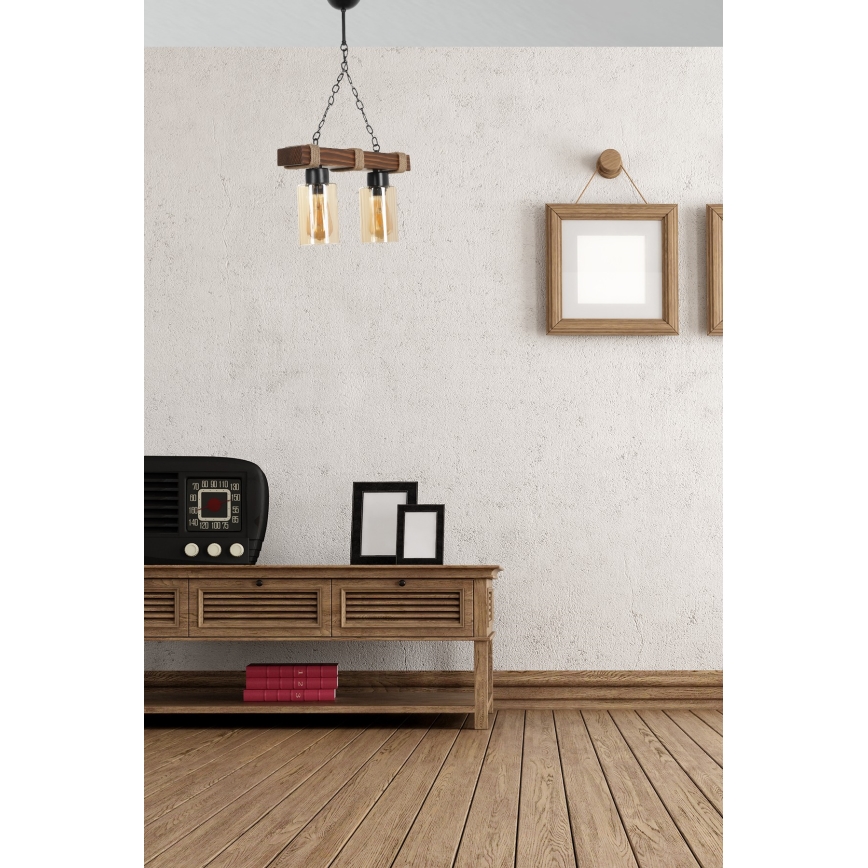 JASMIN Závesný luster 2xE27/40W/230V hnedý/beige