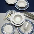 Jedálenská sada 16 ks, modrá/biela, porcelán