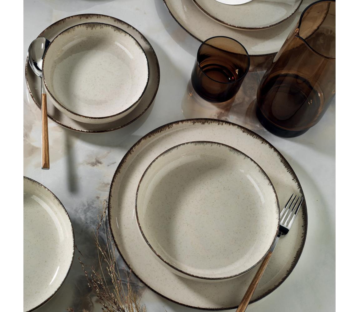 Jedálenská sada 18 ks béžová/porcelán 710KTP3388