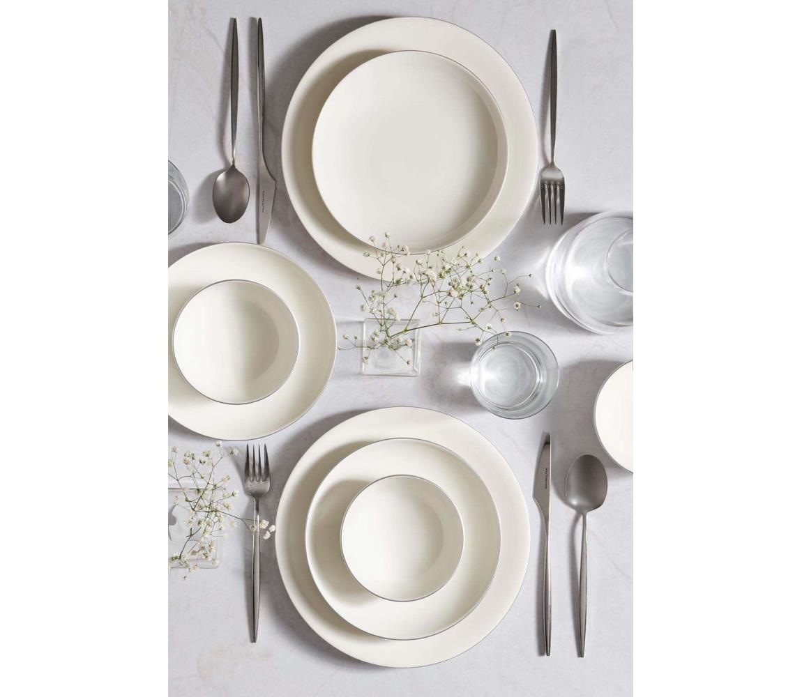 Jedálenská sada 18 ks biela/strieborná/porcelán 710KTP4509