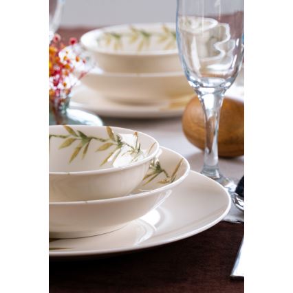 Jedálenská sada 18 ks biela/zelená/žltá/porcelán
