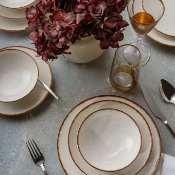 Jedálenská sada 24 ks béžová/hnedá/porcelán