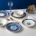 Jedálenská sada 24 ks biela/modrá/zlatá/porcelán