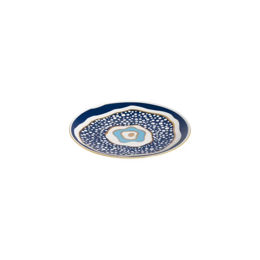 Jedálenská sada 24 ks biela/modrá/zlatá/porcelán