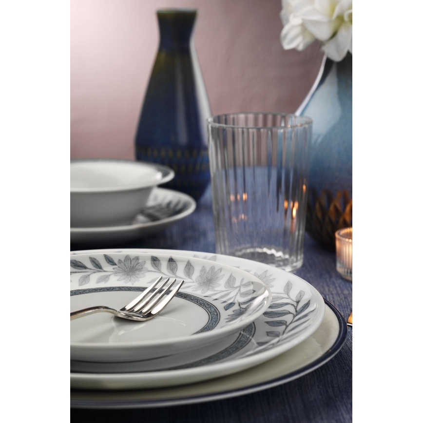 Jedálenská sada 24 ks biela/šedá/porcelán
