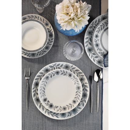 Jedálenská sada 24 ks biela/šedá/porcelán