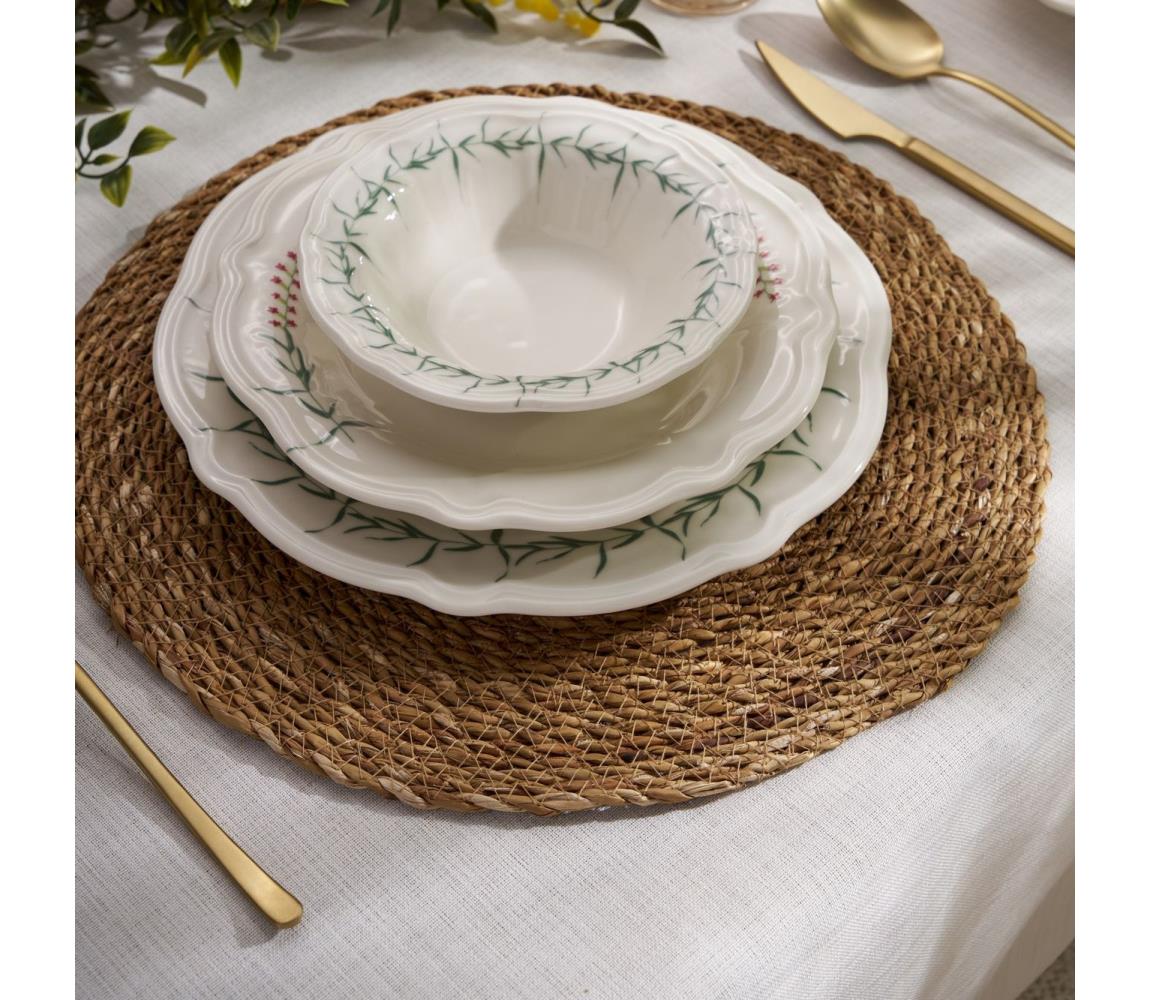 Jedálenská sada 24 ks biela/zelená/porcelán 520ZNO1105