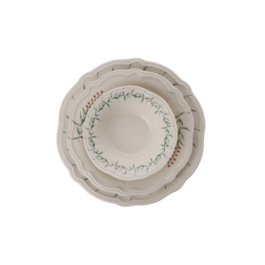 Jedálenská sada 24 ks biela/zelená/porcelán