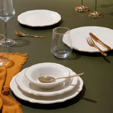 Jedálenská sada 24 ks biela/zlatá/porcelán