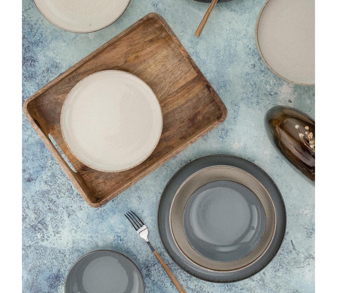 Jedálenská súprava 16 ks sivá/béžová porcelán 710KTP3652