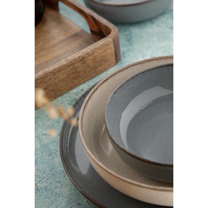 Jedálenská súprava 16 ks sivá/béžová porcelán