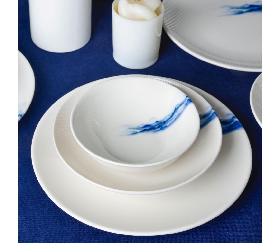 Jedálenská súprava 18 ks biela/modrá/porcelán 858CMR1336