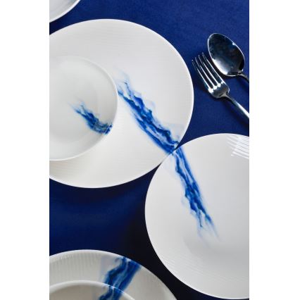 Jedálenská súprava 18 ks biela/modrá/porcelán