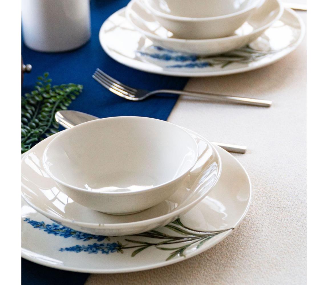 Jedálenská súprava 18 ks biela/modrá/zelená/porcelán 858CMR1331