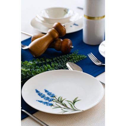Jedálenská súprava 18 ks biela/modrá/zelená/porcelán